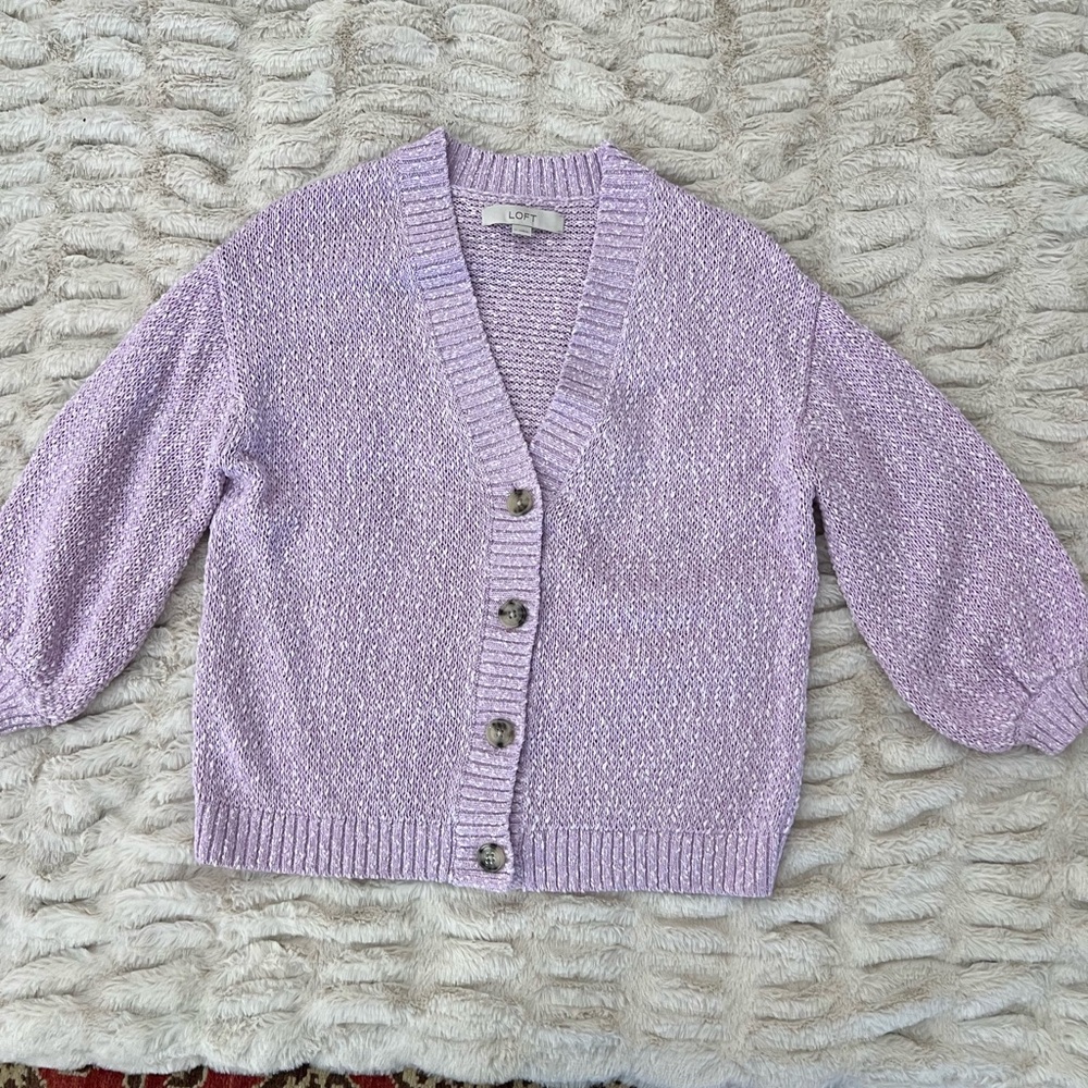 LOFT Women's Lavender V-Neck Sweater